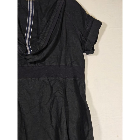 Converse Women's Black Short Sleeve Zippered Hooded Shirt Dress Skater Grunge - Picture 10 of 16